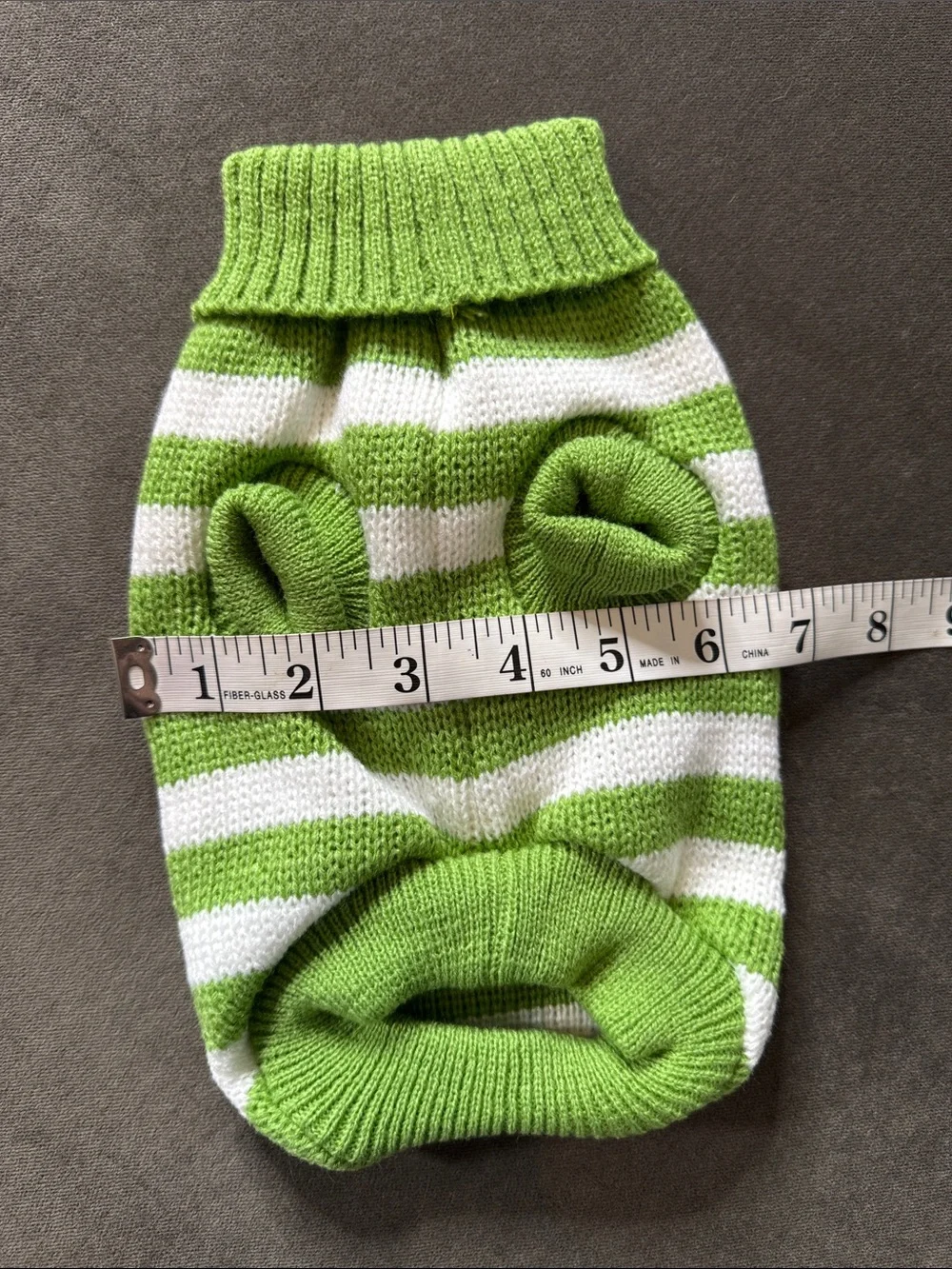 Green and White Striped Knit Pet Dog Cat Sweater Ribbed Turtle Neck Size M NEW